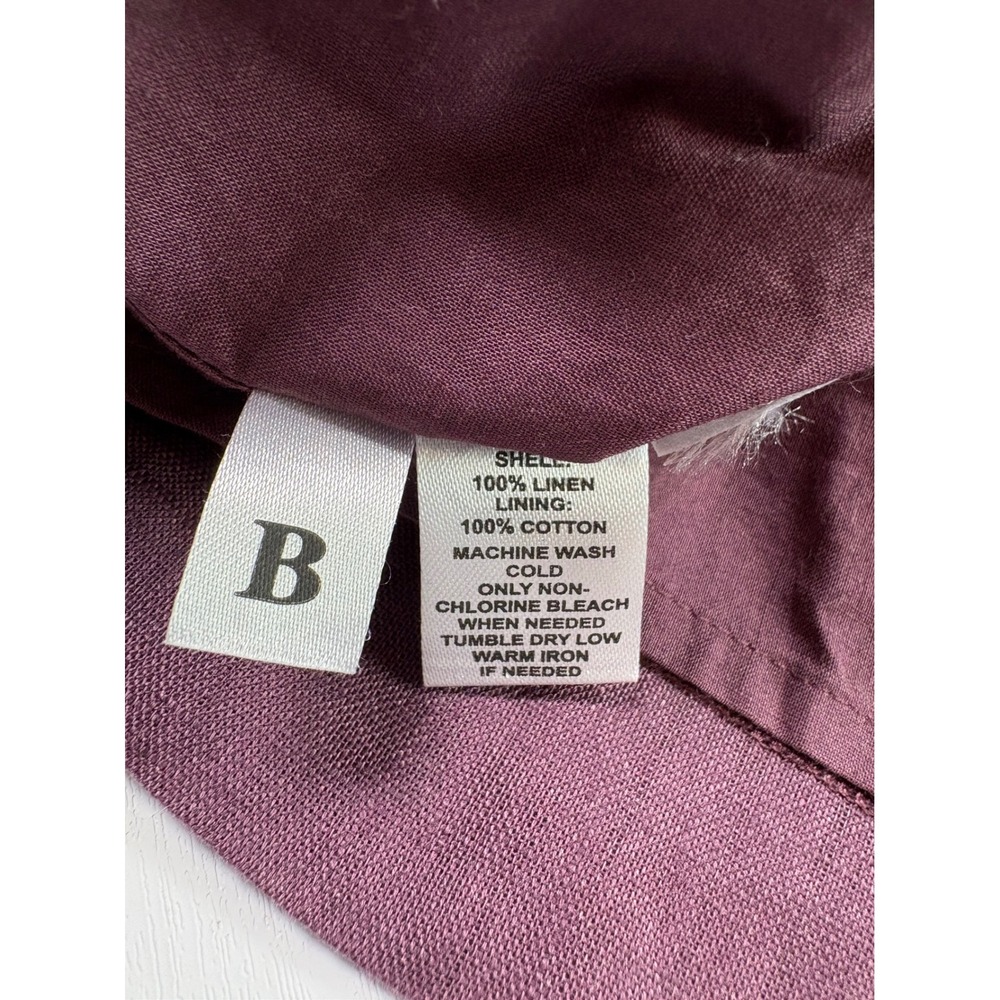 Ann Taylor LOFT Plum Purple 100% Linen Pleated Halter Neck Shift Dress Size 4 - Picture 6 of 15